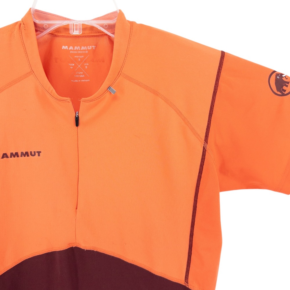 MAMMUT Polartec Half Zip Womens Small Cycling Jersey Orange & Burgundy Baselayer